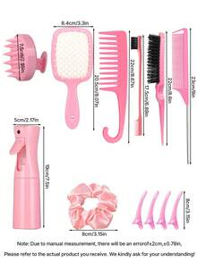 12-Piece New 9-Row Comb Hairbrush Set - Multicolor - View 3