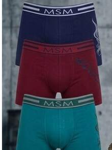 Set 12 piezas de calzoncillos bóxer elásticos cómodos para hombre con banda con diseño de letras - Multicolor G - Ver 5