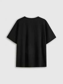 ROMWE Grunge Punk Anime Graphic Casual Comfortable Versatile Loose Fit Plus Size T-Shirt - Black - View 3