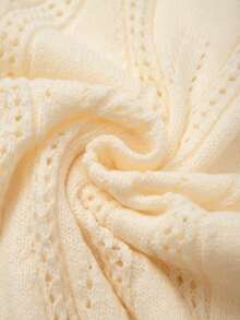GlowEve CURVE Plus Size Elegant Pearl Round Neck Button Long Sleeve Cardigan - Beige - View 6