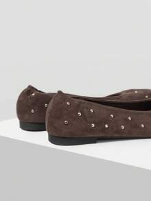 MOTF ZAPATOS PLANOS PARA MUJER CON TACHUELAS PUNTA REDONDA PARA EL DÍA DE SAN VALENTÍN Y PRIMAVERA - Café integral - Ver 9