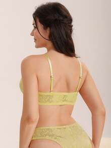 Eraneu Soutien-gorge sans armature à col V profond confortable avec fermeture frontale pour femmes grandes tailles, 1 pièce - Jaune citron - Voir 2
