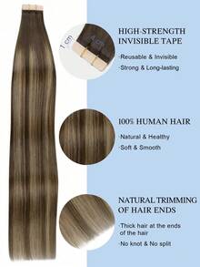20PCS Straight Tape In Human Hair Extensions 100% Real Remy Human Hair 14-24inches Natural High Quality 50G/Pack For Salon Silky Seamless Invisible PU Tape In Hair Extensions - S4/27/4 - View 3