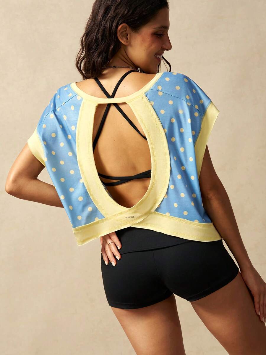 VARSIVA Women's Polka Dot Print Colorblock Versatile Sports Tank Top For Running And Fitness - Multicolor - View 1