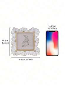 Madebyblanc 1PC Resin White Gold Trim 3D Daisy Flower Pattern Square Photo Frame Horizontal Vertical Dual Use Home Desktop Display Picture Frame Decorative Photography Accessories Holiday Gift Idea Room Decor Ornament - one-size - View 11