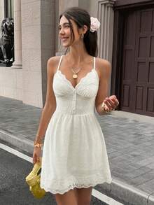 Elyressa Women's Knitted Chic And Sexy Fashionable New Style Elegant Summer Women's Short Dress - Apricot - View 5