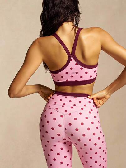 VARSIVA Bộ đồ thể thao nữ gồm áo hai dây dáng ngắn in chấm bi và quần legging