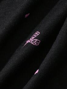 DAZY Camisón para mujer de largo medio con estampado de lazos en toda la prenda, bloques de color y patchwork de encaje, primavera/verano - Negro - Ver 7