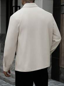 Manfinity Homme Chaqueta casual de unicolor para hombre, corte slim, para exteriores - Albaricoque - Ver 2