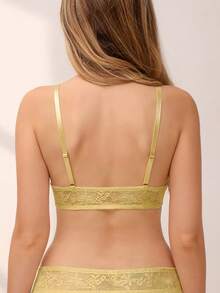 Eraneu Custard Yellow French Light Oxygen Front Closure Non-Wired Lace Bra 1 Piece - Yellow - View 2