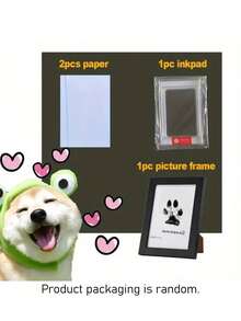 1 Set And Photo Frame Pet Paw Print Kit With Embossing Plate For Dogs Cats Hamsters Small Animals Permanent Clean Smudge Proof Impression Capture Memorial Keepsake Gift For Pet Lovers Owners Anniversary Birthday New Year Home Decor Craft Activity - Multicolor - View 7