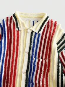 ROMWE MEN Street Life Men's Autumn/Winter Fashion Colorful Striped Cardigan - Multicolor - View 3