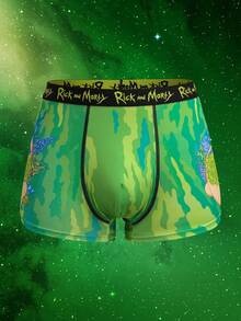 Rick and Morty X SHEIN Calzoncillos bóxer con estampado de dibujos animados para uso diario para hombres - Verde - Ver 3
