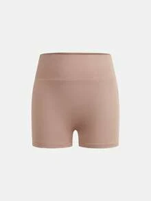 SHEIN Girlism Tween Girl 4件組日常休閒春夏針織純色高腰運動瑜伽短褲套裝 - 彩色 - 查看 3