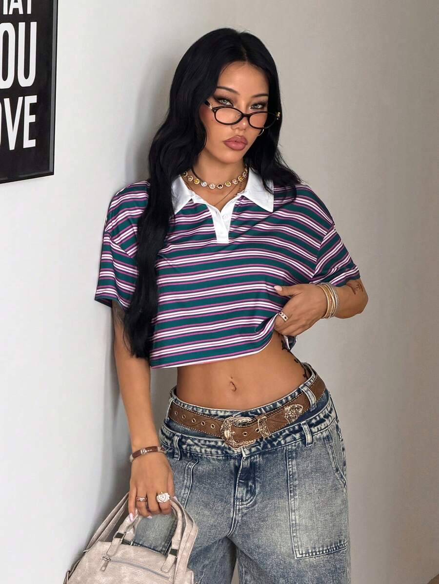Coolane 女款夏季街頭風復古 Y2K 波希米亞老錢風印花寬鬆大尺碼 T 恤 - 彩色 - 查看 1