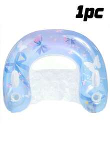 1pc U-Shaped Inflatable Lounger Chair, Cute Style With Bowknot And Sequin Elements, Cup Holder, PVC Material, Suitable For Water, Pool Party, Beach, Inflatable Float, Water Resting Seat, Air Pump Needs To Be Purchased Separately - Sequined Butterfly U-shaped Recliner - View 13