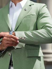 Manfinity Mode Men's Casual Business Commute Blazer - Green - View 8