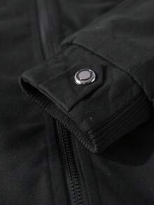 Manfinity Homme Chaqueta con cremallera y bolsillo con solapa de manga larga para hombre, para el otoño - Negro - Ver 5