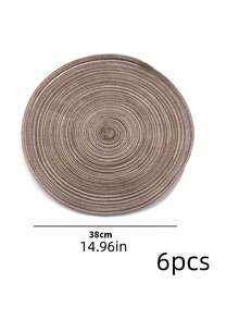 6pcs 15" Round Woven Placemat, Washable Non-Slip Heat-Resistant Table Mat, Suitable For Home, Dining, Holiday Party Decor - Multicolor - View 10