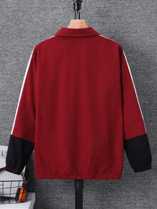 SHEIN Teen Boys Casual Comfortable Versatile Fun Colorblock Jacket, Suitable For School And Outings - Multicolor - View 3