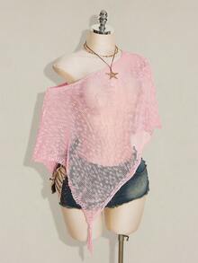 SHEIN ICON 夏季女款性感節日派對沙灘婚禮外出酒紅色鉤編 - 粉色 - 查看 7
