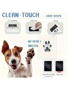 1 Set And Photo Frame Pet Paw Print Kit With Embossing Plate For Dogs Cats Hamsters Small Animals Permanent Clean Smudge Proof Impression Capture Memorial Keepsake Gift For Pet Lovers Owners Anniversary Birthday New Year Home Decor Craft Activity - Multicolor - View 13