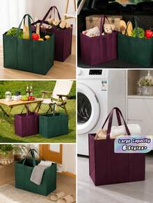1/3/5Pcs Large Foldable Reusable Non-Woven Shopping Storage Bags, Multi-Purpose Totes For Travel Camping Grocery Kitchen, Harvest Halloween Day Of The Dead Gift Bag Kitchen Accessories - Multicolor - View 1