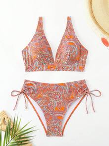 Swim Basics Sommer Strand Damen lässiger Stil Kokosnuss Ozean Muster Bikini Set für den Urlaub - Verschiedenfarbig - Übersicht 7