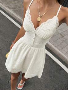 Elyressa Women's Knitted Chic And Sexy Fashionable New Style Elegant Summer Women's Short Dress - Apricot - View 3