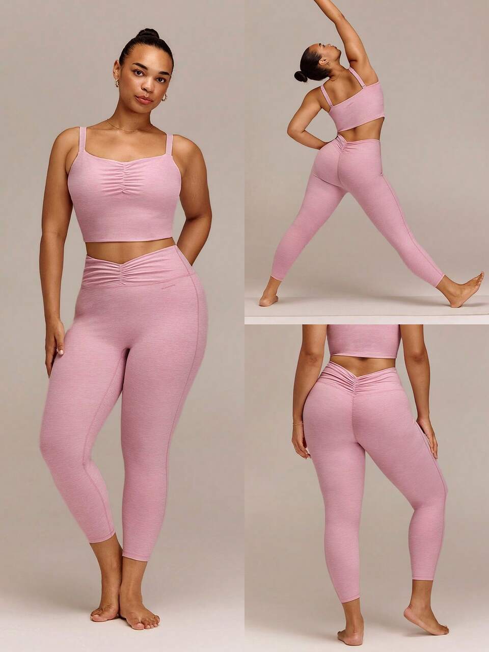 24'' Plus Size FeatherFit™-CloudBlend Ruched Waist Back Peakbum Invisible Butt Lifting Leggings Ballet Barre Studio Daily Casual