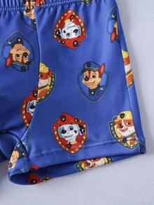 SHEIN | PAW Patrol Young Boy Cartoon Pattern Tank Top And Shorts Set - Navy Blue - View 7