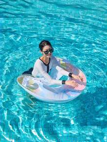 1pc U-Shaped Inflatable Lounger Chair, Cute Style With Bowknot And Sequin Elements, Cup Holder, PVC Material, Suitable For Water, Pool Party, Beach, Inflatable Float, Water Resting Seat, Air Pump Needs To Be Purchased Separately - Sequined Butterfly U-shaped Recliner - View 5