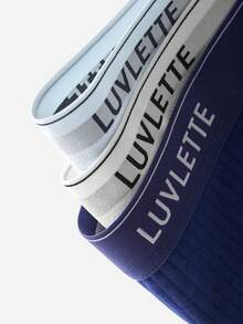 LUVLETTE 3件組棉質中腰印花字母織帶男士三角內褲-藍色系列 - 彩色 - 查看 11