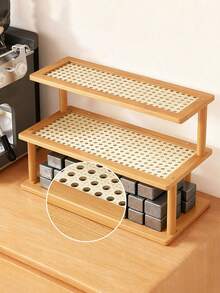 1PC 3 Tier Bamboo Kitchen Organizer Rack Multifunctional Cup Mug Utensil Bottle Holder Shelf Countertop Storage Stand Drip Tray Breathable Moisture Proof 2 Styles For Dining Room Coffee Bar Desk Living Room Storage Shelf - Multicolor - View 4