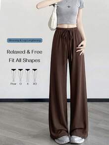 Everyssa Lässige Retro Pendler Vielseitige Elegante Strick Bequeme Französische Street Lazy Style Damen Lange Hose - Blau - Übersicht 6