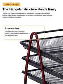 Office Supplies: Iron Wire Mesh Metal Three-Layer File Rack, Document Tray, Storage Rack, File Tray, Document Organizer, Drawer Type. - multicolor - View 9