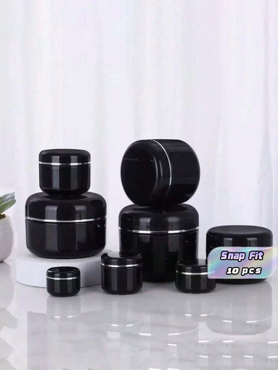 10 Pieces Of Reusable Cosmetic Containers, 50g White/Black Plastic Jars With Round-Top Lids, Empty Containers Are Suitable For Storing Creams, Lipsticks, Lotions, Very Suitable For Travel And Cosmetics Sorting And Packing. - Multicolor - View 1
