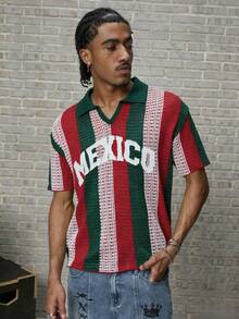 GALLERY FADE Men's Colorblock Striped Short Sleeve Knit Top - Dark Green - View 5