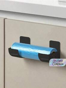 2 Pcs / Set No-Drill Trash Bag Dispenser Plastic Bag Holder,Wall Mounted Plastic Bag Organizer Grocery Bag Holder White Garbage Trash Bag Holder For Home Organization Kitchen Organizers And Storage,Rolling Pin Storage Rack, Kitchen Gadgets - Multicolor - View 1