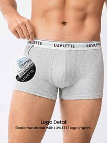 LUVLETTE 3-Pack Cotton Mid Rise Printed Letter Webbing Men's Boxer Briefs-Black - Multicolor - View 4