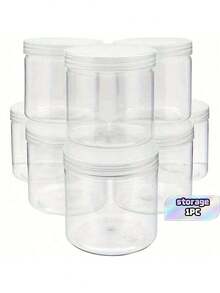5 hộp nhựa tròn trong suốt có nắp, thích hợp để đựng slime, đồ thủ công DIY, và để phân loại phụ kiện trang sức. - trắng - Xem 1