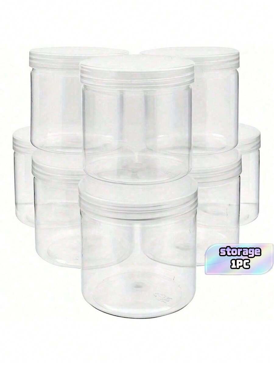 5 hộp nhựa tròn trong suốt có nắp, thích hợp để đựng slime, đồ thủ công DIY, và để phân loại phụ kiện trang sức. - trắng - Xem 1