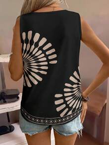 EMERY ROSE Plus Size Women Vacation Casual Colorblock Pattern Tank Top - Multicolor - View 2