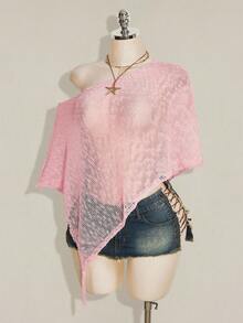 SHEIN ICON 夏季女款性感節日派對沙灘婚禮外出酒紅色鉤編 - 粉色 - 查看 3