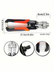 1PC 8 Inch Heavy Duty Steel Bolt Cutter Multifunctional Labor Saving Sharp Beak Wire Cable Chain Lock Fence Cutter Demolition Construction Home Improvement Tool Black Red For Men Father Day Gift Must Haves - one size fits all - View 9
