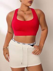 Rhythm Era Plus Size Women Solid Color Everyday Fitness Sports Bra - Red - View 7