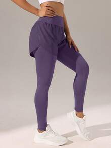SHEIN Velisys 2 piezas Leggings de yoga para entrenamiento con cintura alta y levantamiento de glúteos - Multicolor - Ver 4