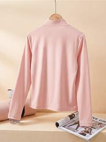 SHEIN Girls' Elastic Fabric Fitted Jacket, Fall Clothes, Fall, 3D Tailored Design, Solid Color, Suitable For Outdoor Sports Occasions - Pink - View 8
