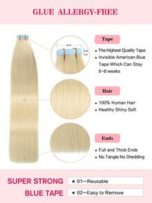 Tape In Hair Extensions 100% Remy Human Hair 12-24inches Straight Seamless Skin Weft Tape Hair Extensions 50g/Pack Tape In Hair Tape Ins Hair Extensions Halloween Costumes - S613 - View 4
