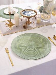 6pcs 15" Round Woven Placemat, Washable Non-Slip Heat-Resistant Table Mat, Suitable For Home, Dining, Holiday Party Decor - Multicolor - View 5